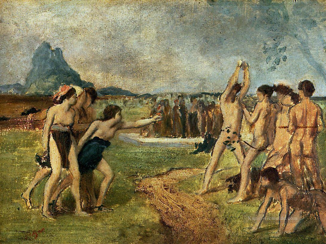 junge spartans 1860 1 Edgar Degas Ausübung Ölgemälde